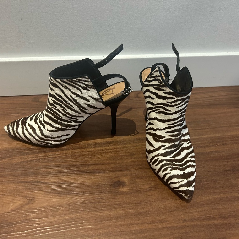 Vince Camuto Black and White Zebra Ankle Boots